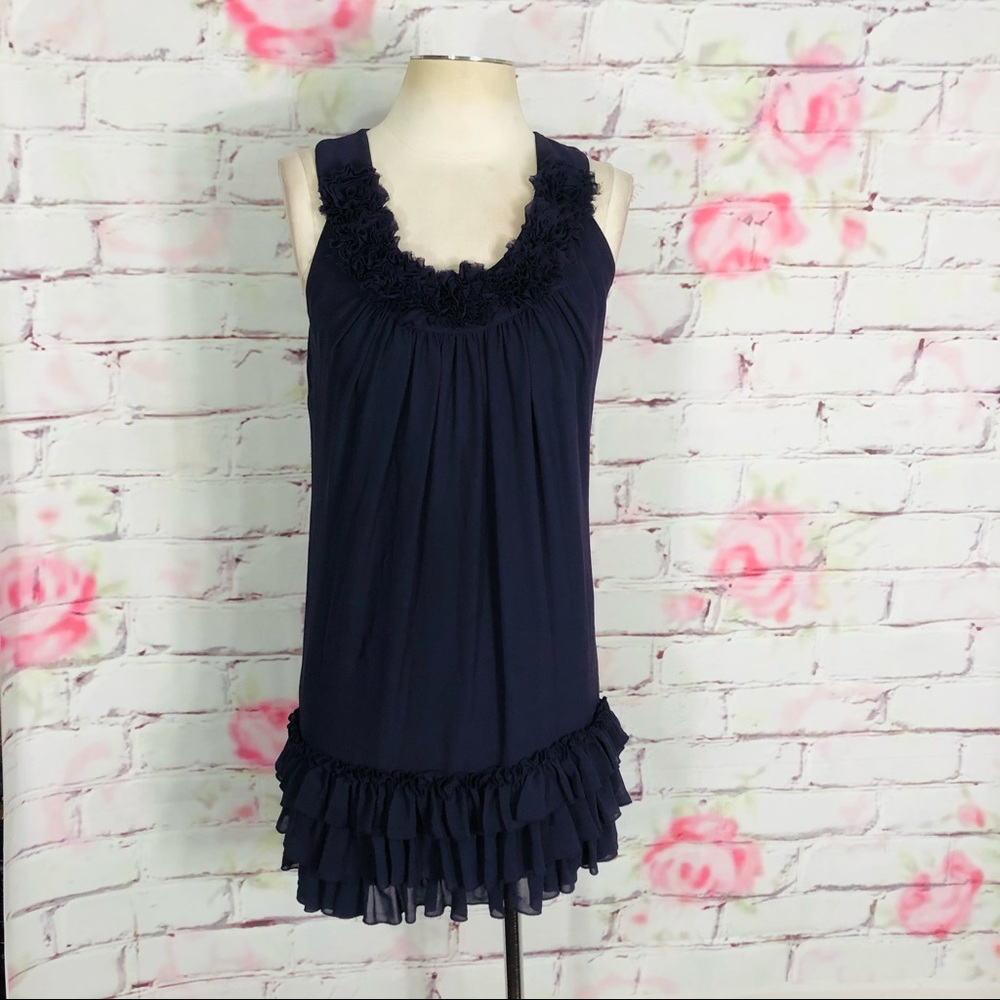 Ted Baker sleeveless purple ruffle party dress